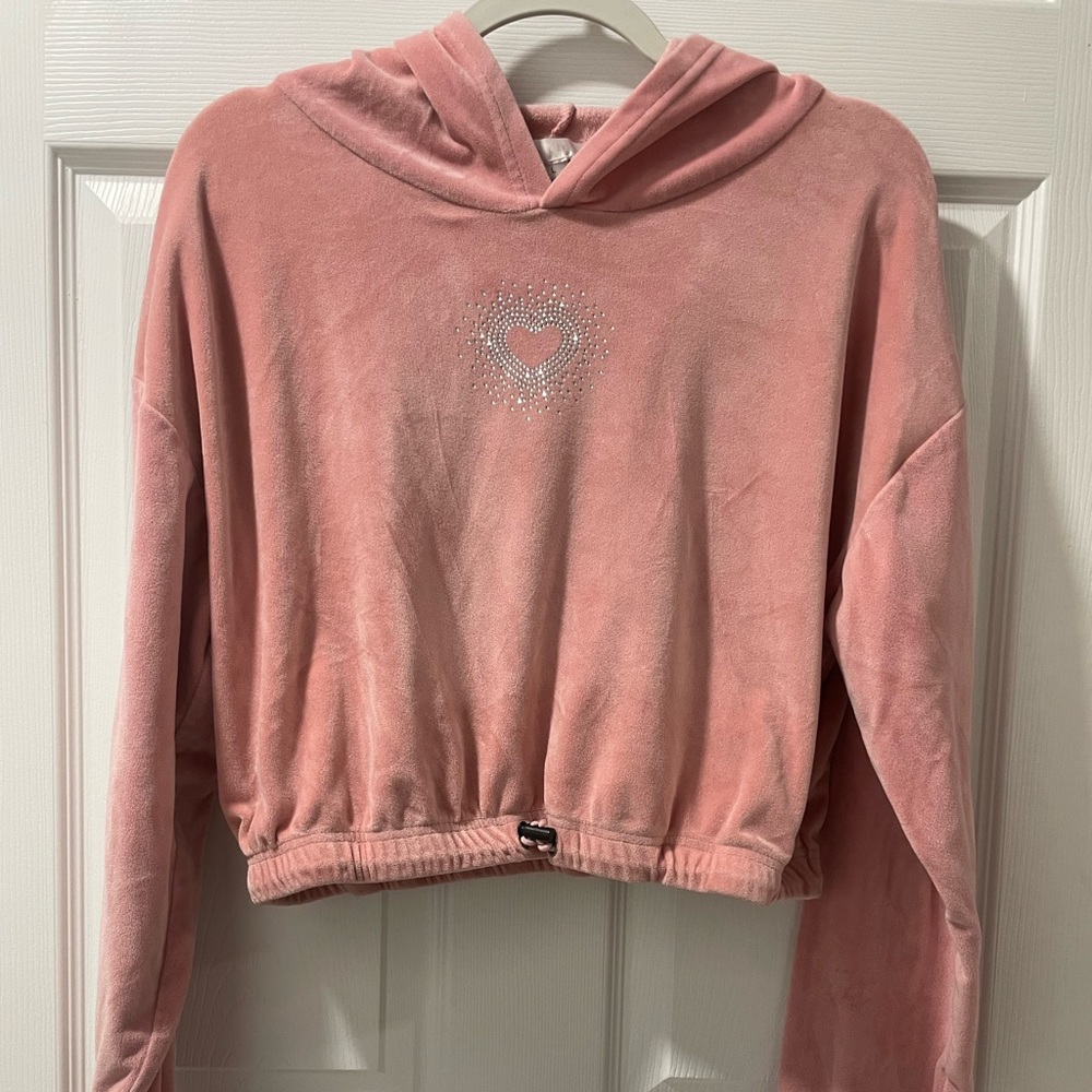 Pink Heart Embellished Women's Hoodie